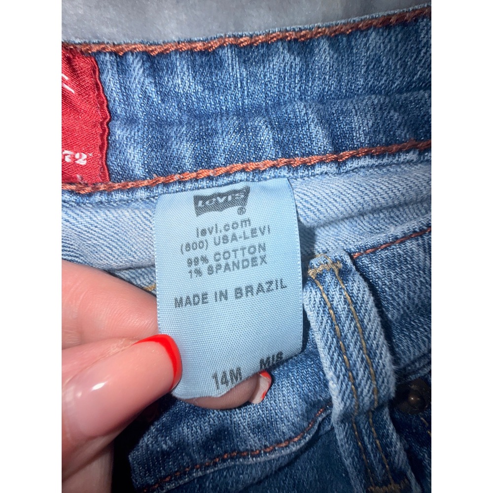Levis Vintage‎ Flare 572 Jeans Womens 14M Light Wash Blue Distressed Mid Rise - Picture 3 of 11